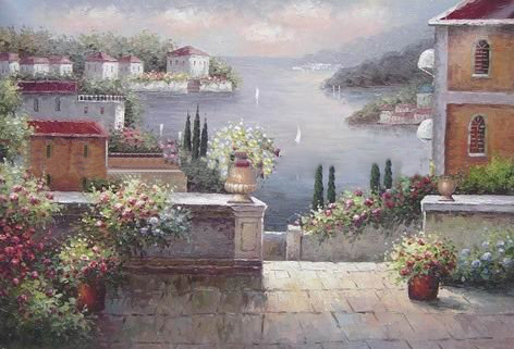 Rectangular Shape Canvas With Many Flowers Scenery Oil Paintings