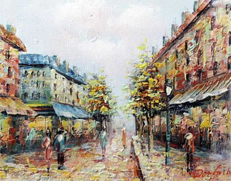 Colorful Background Street Canvas Scenery Oil Paintings