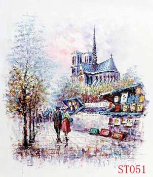 Winter Background With Two Person Canvas Scenery Oil Paintings