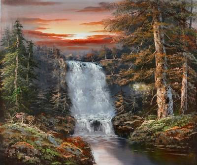 Dawn Background Torrent Canvas Scenery Oil Paintings