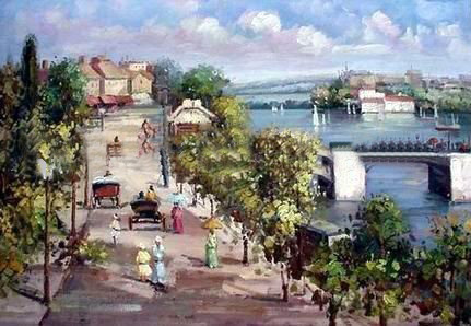 Canvas Rectangular Shape With Persons Scenery Oil Paintings