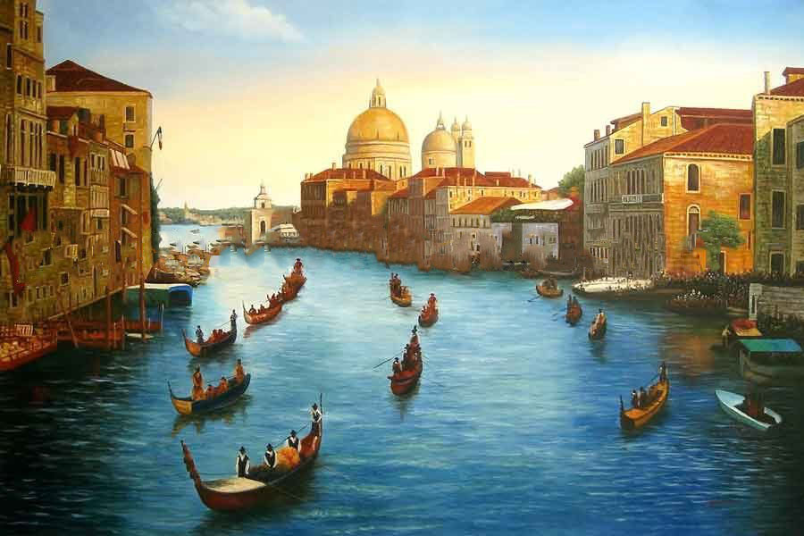 Hand-made VeniceCustomized Dimensions With or Without Frame Scenery Oil Paintings