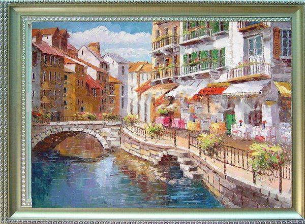 Mediterranean Customized Dimensions Wall Decoration Scenery Oil Paintings