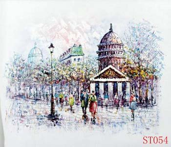 Hand-made Mordern Street Good Shape Scenery Oil Paintings