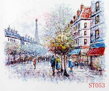 Handprinted Lifelike Mordern Street Free Size Scenery Oil Paintings