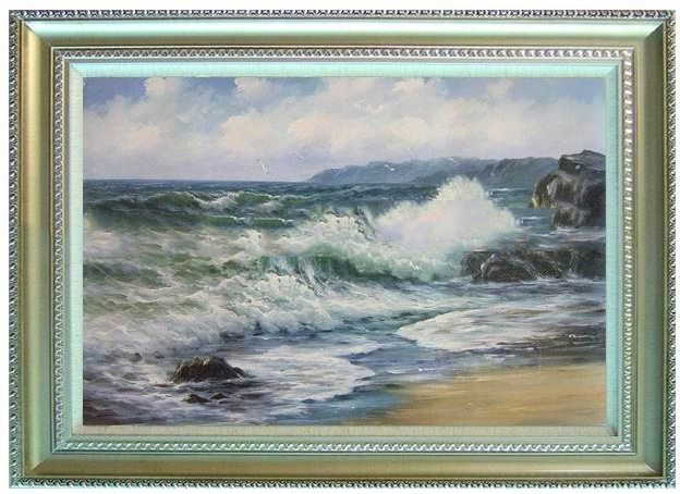 Huge Wave Sky Background Frame Seascape Oil Paintings