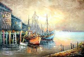 Calm Sea Light Yellow Background Canvas Seascape Oil Paintings