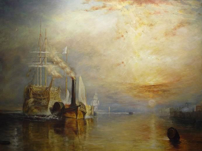 Anti-oxidation Ivory Background With A Big Ship Seascape Oil Paintings