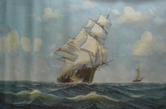 Light Blue Background Canvas Torrent Subject Seascape Oil Paintings