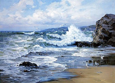 Blue Wave Handpainted Canvas Seascape Oil Paintings