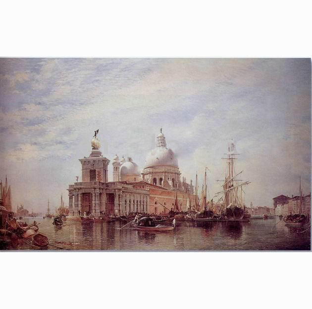 Gray Background Canvas Venice Water Scenery Seascape Oil Paintings