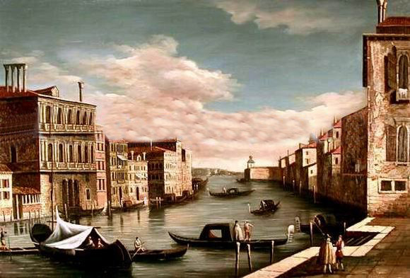 With Many Ships Venice Water Scene Canvas Seascape Oil Paintings