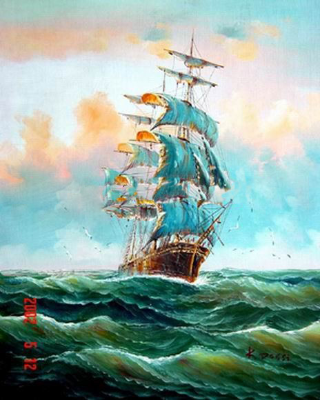 Latest Sailing Boat Oil Painting Seascape Wall Art Painting