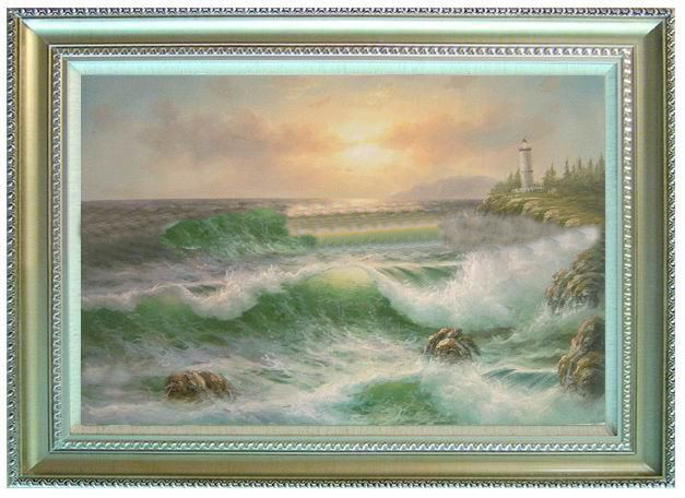 Sunset Background With Torrent Canvas Seascape Oil Paintings