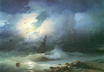 Dark Blue Background Handpainted Canvas Seascape Oil Paintings
