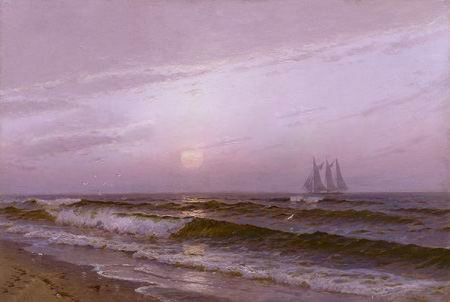 Wave Subject Light Red Background Canvas Seascape Oil Paintings