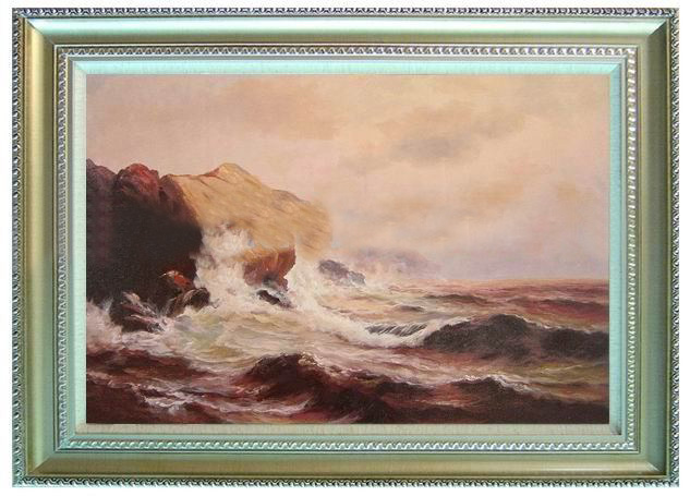 Wave Stream Brown Background Canvas Seascape Oil Paintings