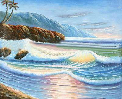 Blue Background Dawn Canvas Seascape Oil Paintings
