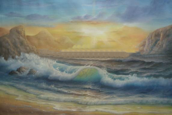 Wave Subject Dawn Background Canvas Seascape Oil Paintings