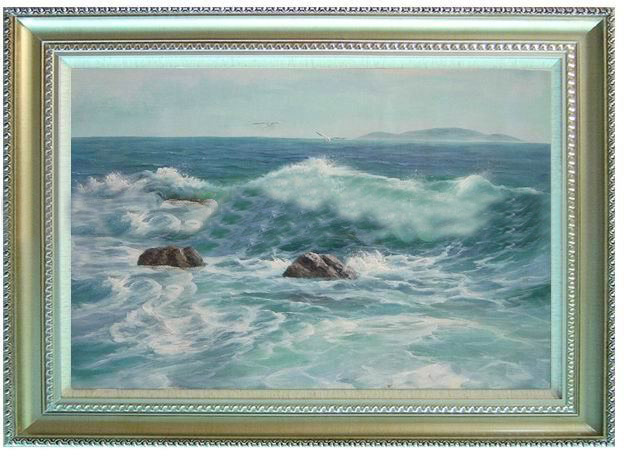 Blue Background Wave Subject Canvas Seascape Oil Paintings