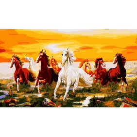 Horses Subject Yellow Background Pure Hand-painted Modern Oil Paintings