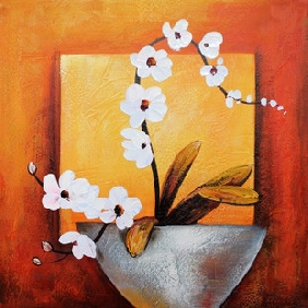 Never Fade White Flower Red Background Modern Oil Paintings