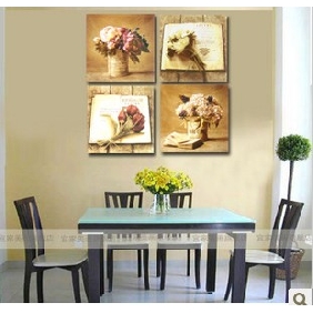 Four League Draw Flower Subject Wall Decoration Modern Oil Paintings