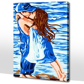 Two Kissing Children Subject Frameless Pure Hand-painted Abstract Oil Paintings
