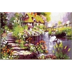 Dreamy Hut Subject Vivid Colour Never Fade Abstract Oil Paintings