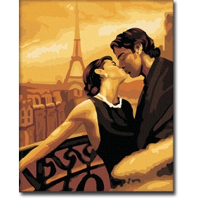 Two Kissing Person Subject Tower Background Pure Hand-painted Abstract Oil Paintings
