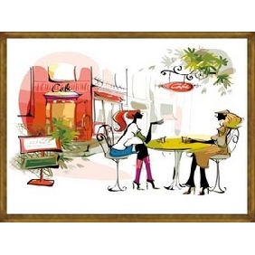Cartoon Two Person Subject House Background Still life Oil Paintings
