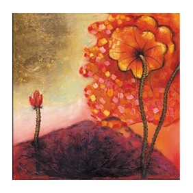 Light Yellow Background Wall Decoration Unframed Flower Oil Paintings