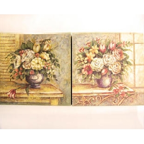 Pure Hand-painted Light Gold Background Canvas Flower Oil Paintings