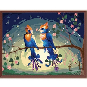 Two Birds Subject Tree Background Pure Hand-painted Abstract Oil Paintings