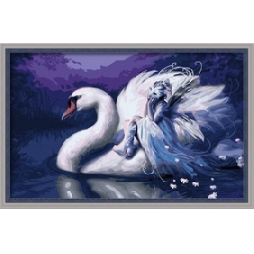 Purple Background Swan Subject Unframed Animal Oil Paintings