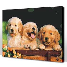 Three Dogs Subject Wall Decoration Board Animal Oil Paintings