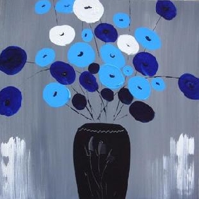 Blue & White Flower Subject Board Pure Hand-painted Classical Oil Paintings