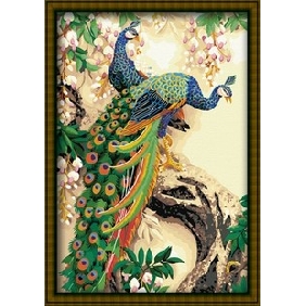 Peacock Subject Tree Background High Quality Animal Oil Paintings