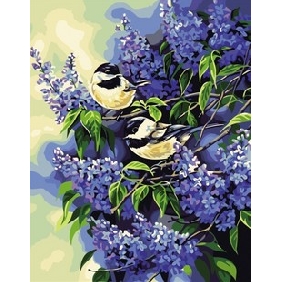 Two Birds Subject Purple Tree Background Never Fade Animal Oil Paintings