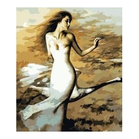 A Woman Subject Pure Hand-painted Light Yellow Background Abstract Oil Paintings