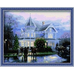Villa Subject Light Purple Background Wall Decoration Abstract Oil Paintings