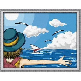 A Boy Face Sea Cloud Background Board Abstract Oil Paintings