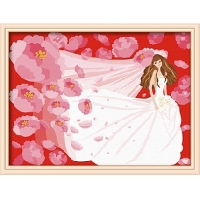 Red Background Bride Subject On Canvas Abstract Oil Paintings