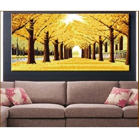 Gold Background Tree Subject With Strong Sense Of Three-dimensional Landscape Oil Paintings