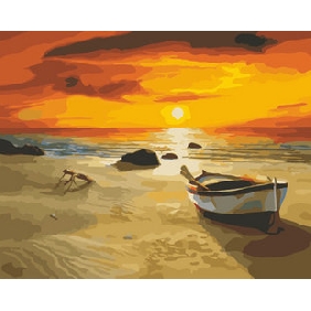 Sunset Subject Gold Bbackground Vivid Colour Seascape Oil Paintings