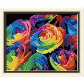 Colorful Rose Black Background Wall Decoration Flower Oil Paintings