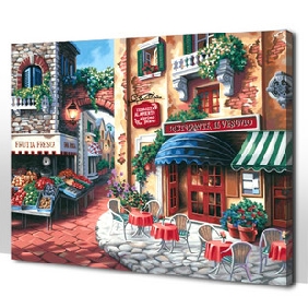 Narrow Streets Subject Red Background Vivid Colour Landscape Oil Paintings