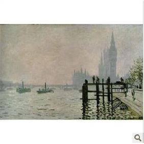 Calm River Subject Light Gray Background Pure Hand-painted Impressionist Oil Paintings