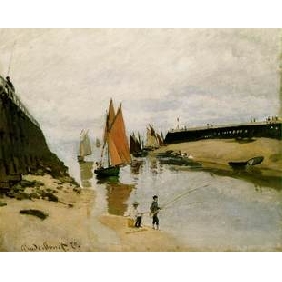 Frameless River Shoal Background Two Person Fishing Impressionist Oil Paintings