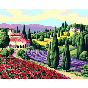 Green Trees Subject Colorful Flower Background Pure Hand-painted Landscape Oil Paintings